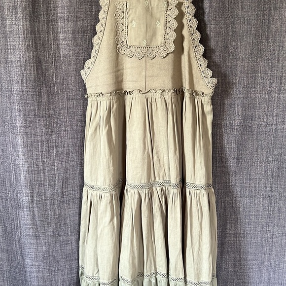 In loom three bird nest green overall dress maxi length size large - Picture 7 of 10